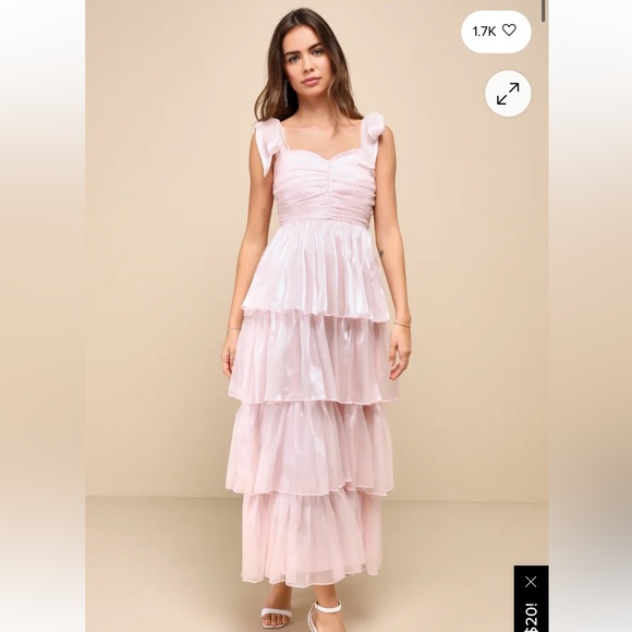Lulus Dresses & Skirts - Lulu's Shimmery Pink Tiered Maxi Dress